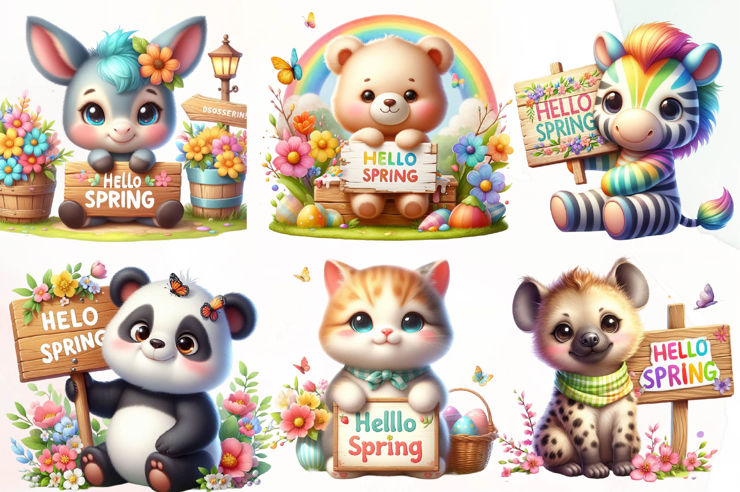 Animal Hello Spring Clipart Bundle - CraftNest - Digital Crafting and Art