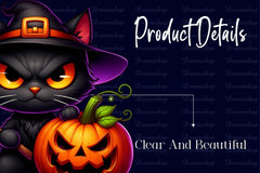Halloween Black Cat With Pumpkin Clipart Bundle - CraftNest - Digital Crafting and Art