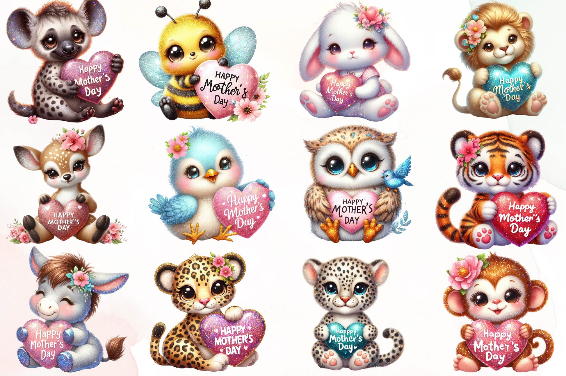 Cute Happy Mothers Day Animals Clipart Bundle - CraftNest - Digital Crafting and Art