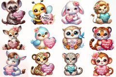 Cute Happy Mothers Day Animals Clipart Bundle - CraftNest - Digital Crafting and Art