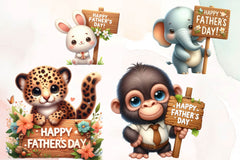 Father's Day Cute Animals Clipart Bundle - CraftNest - Digital Crafting and Art