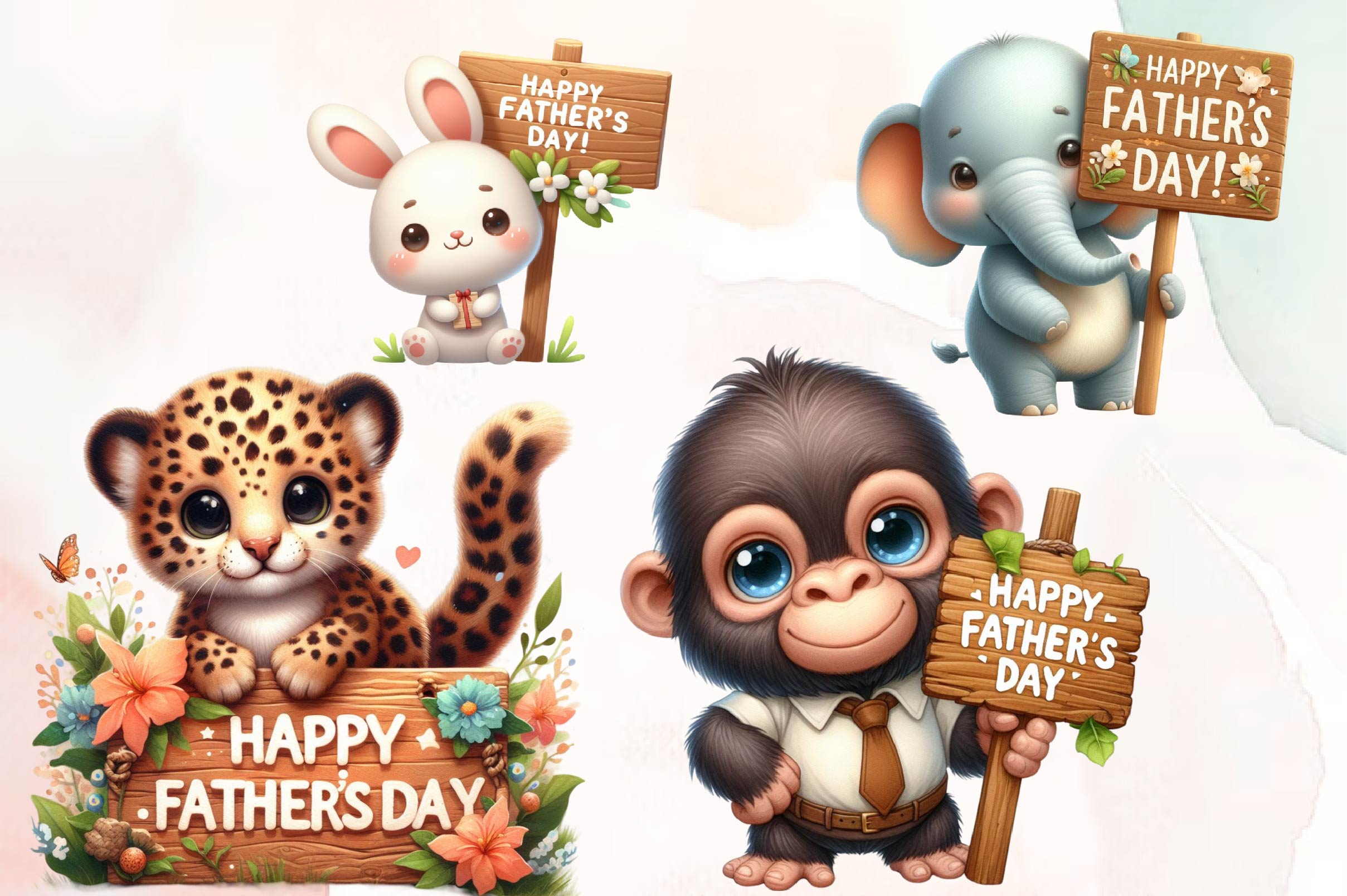 Father's Day Cute Animals Clipart Bundle - CraftNest - Digital Crafting and Art