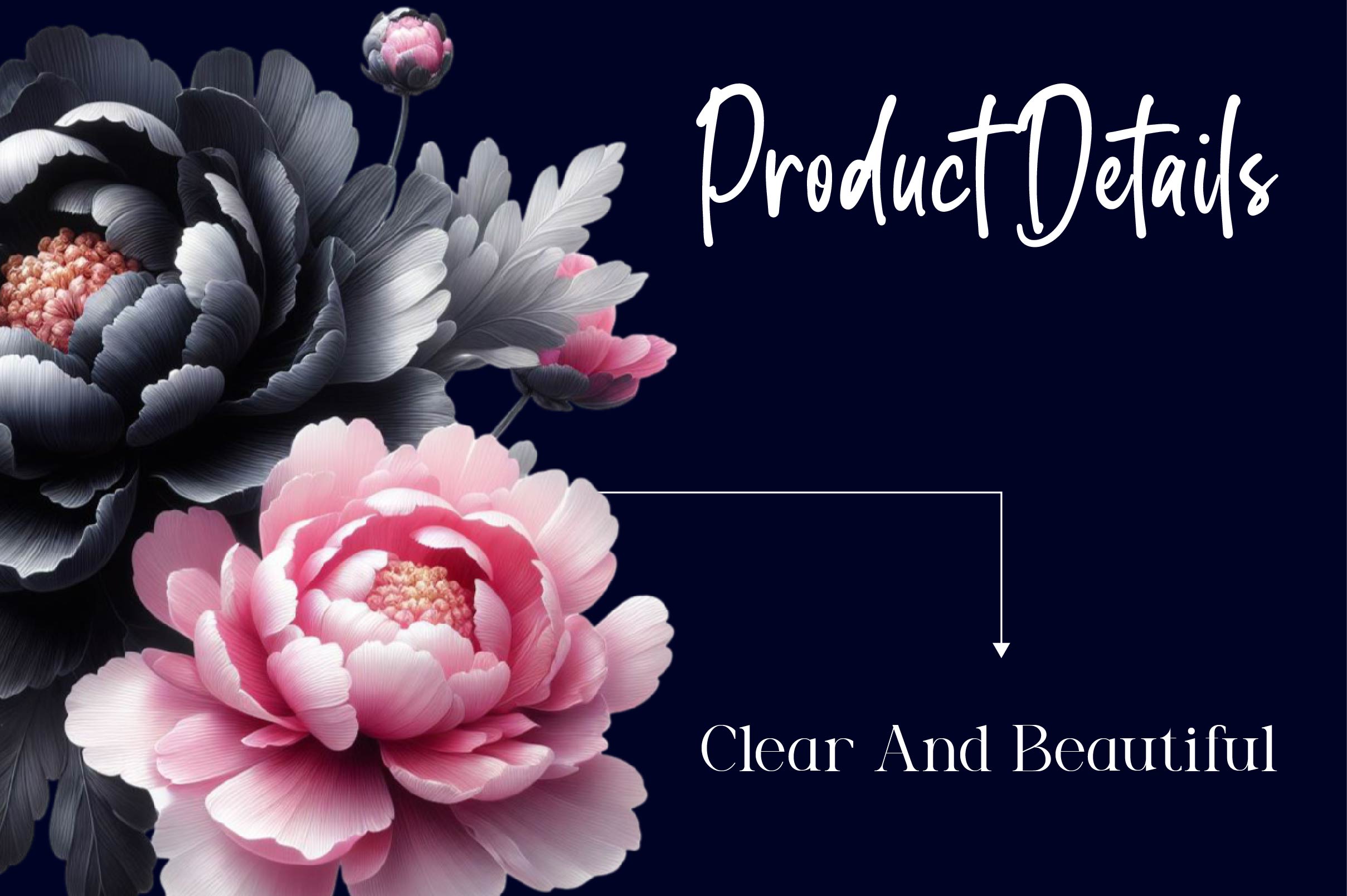 Black Pink And Silver Floral Clipart Bundle - CraftNest - Digital Crafting and Art