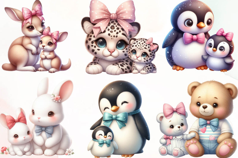 Mama And Baby Animal Clipart Bundle - CraftNest - Digital Crafting and Art