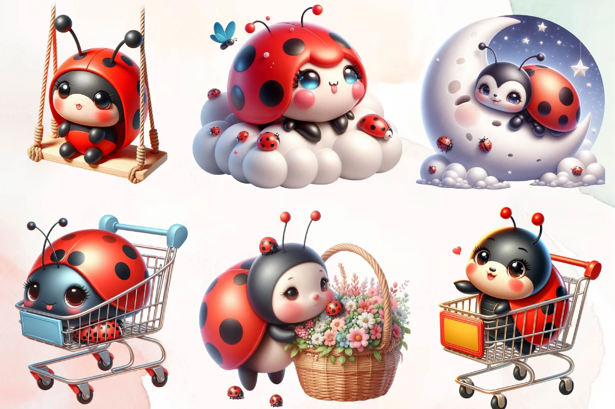 Cute Ladybug Clipart Bundle 1 - CraftNest - Digital Crafting and Art