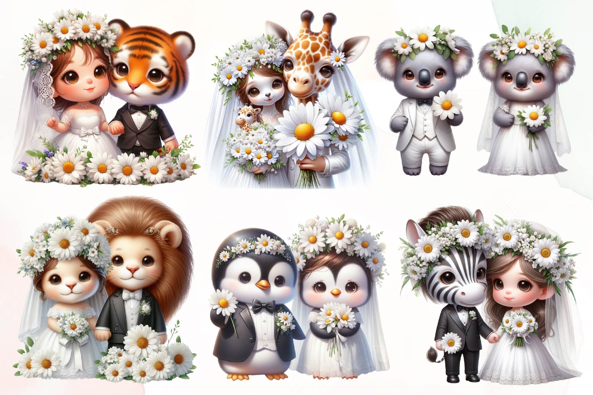 Cute Bride Groom Animals Clipart Bundle - CraftNest - Digital Crafting and Art
