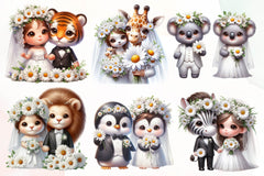 Cute Bride Groom Animals Clipart Bundle - CraftNest - Digital Crafting and Art