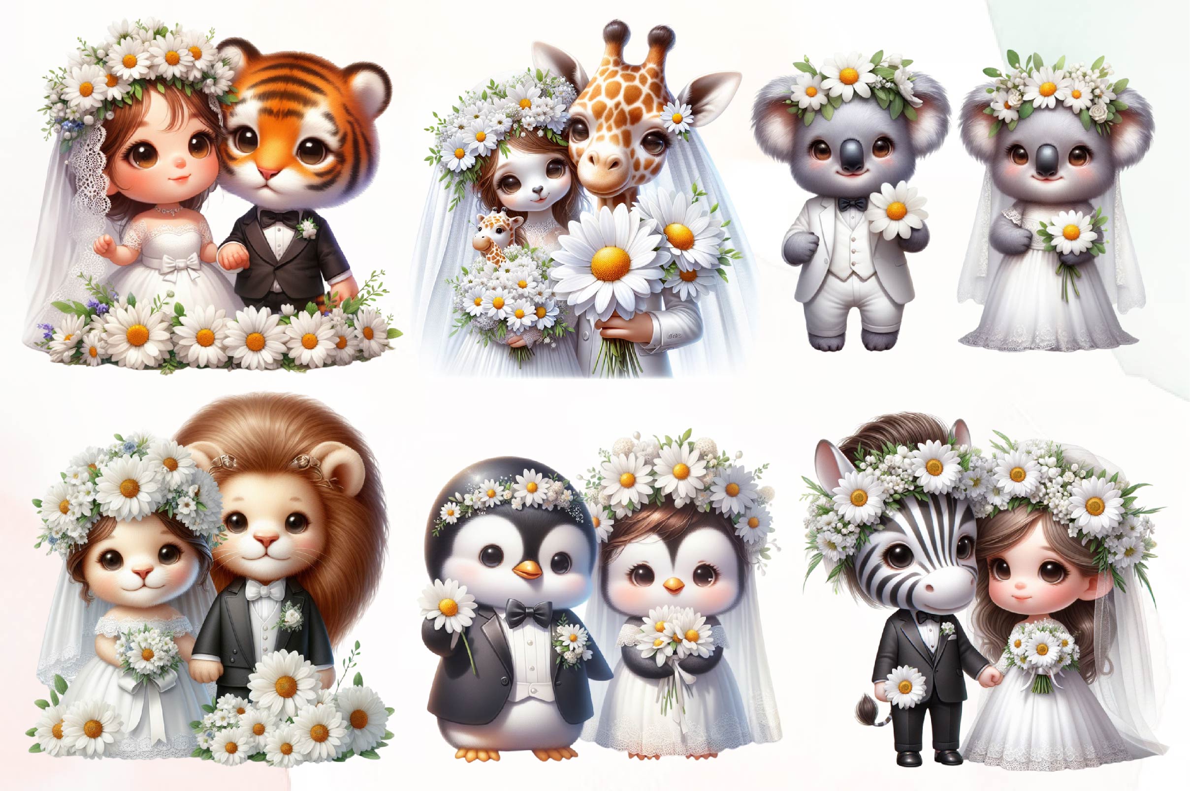 Cute Bride Groom Animals Clipart Bundle - CraftNest - Digital Crafting and Art