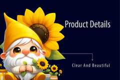 Cute Sunflower Gnome Clipart Bundle - CraftNest - Digital Crafting and Art