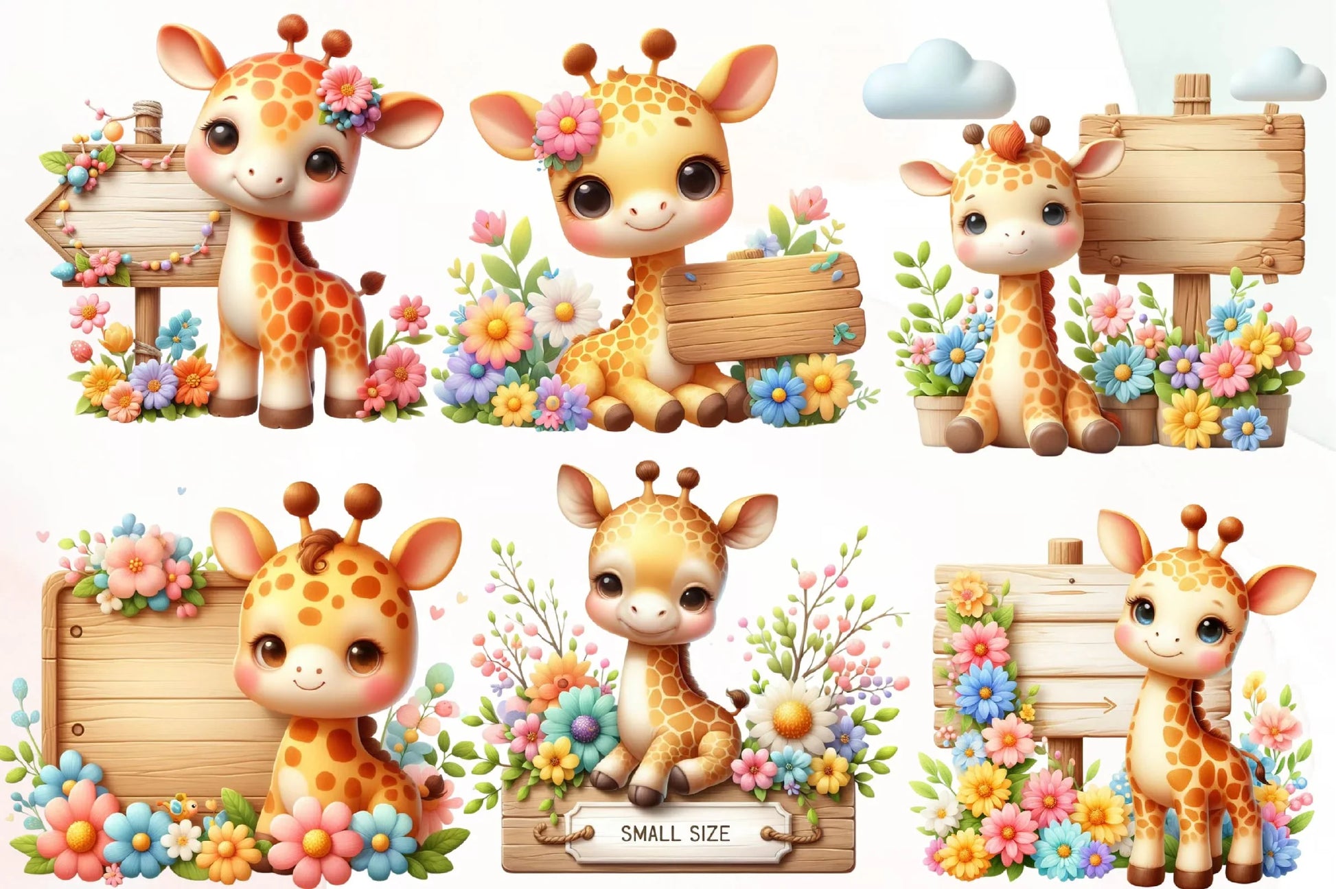 Giraffe Spring Flowers Clipart Bundle 2 - CraftNest - Digital Crafting and Art