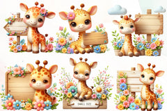 Giraffe Spring Flowers Clipart Bundle 2 - CraftNest - Digital Crafting and Art