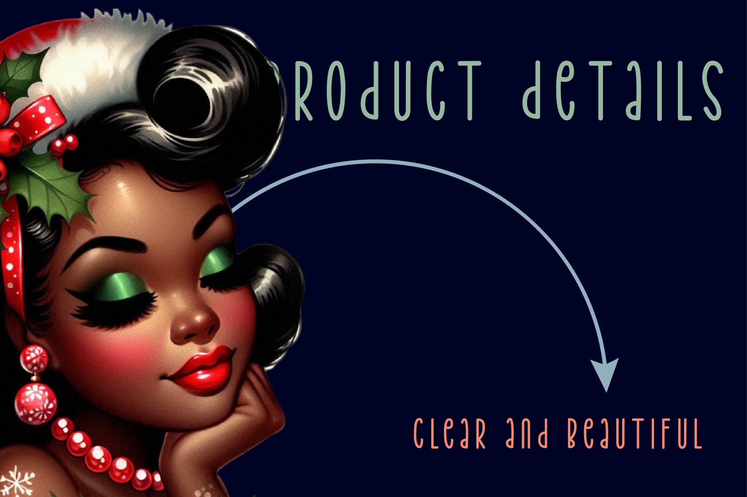 1950s Vintage Christmas Pin Up Girl Clipart Bundle - CraftNest - Digital Crafting and Art