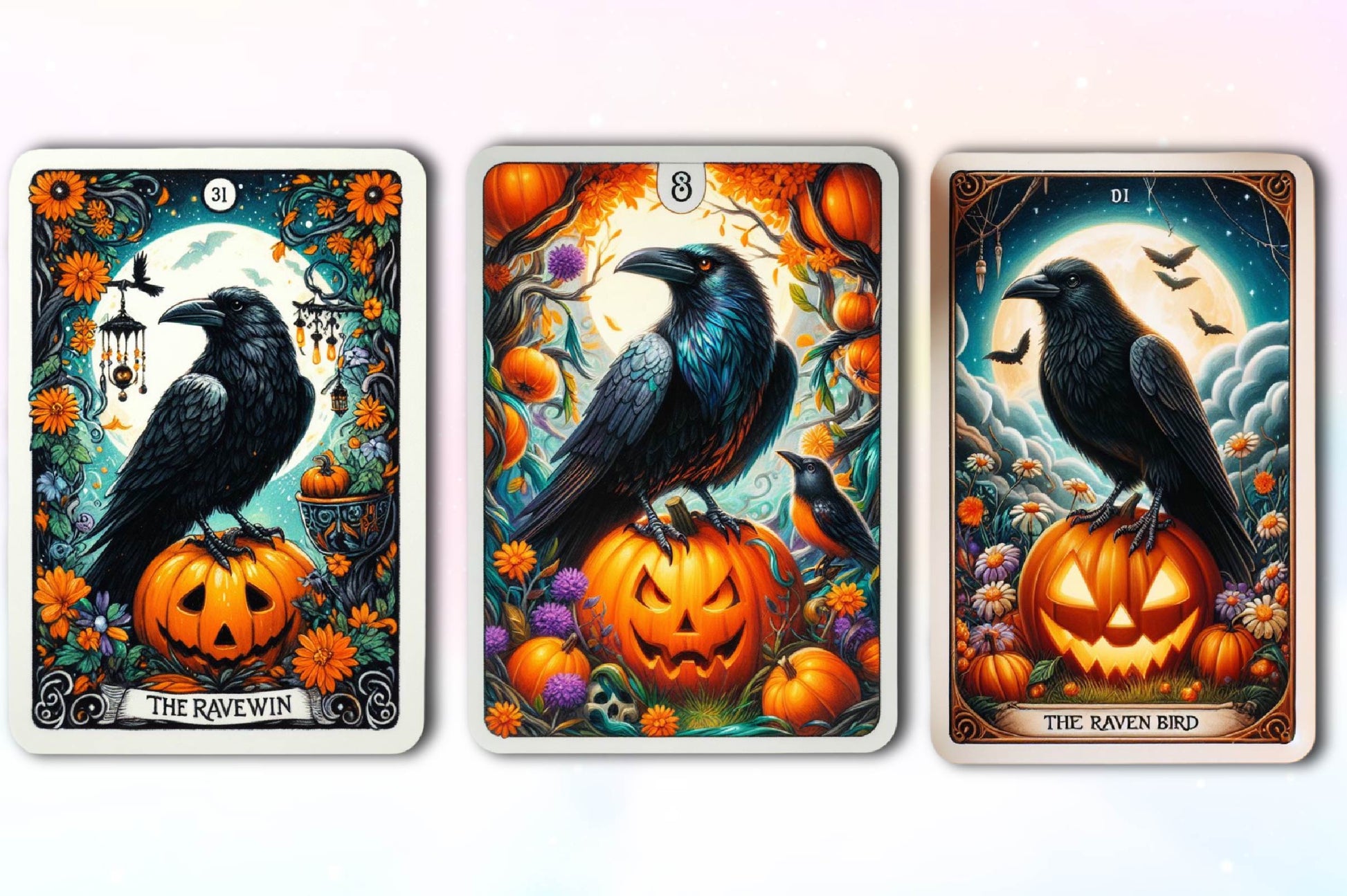 Halloween Raven Bird Tarot Card Clipart Bundle - CraftNest - Digital Crafting and Art