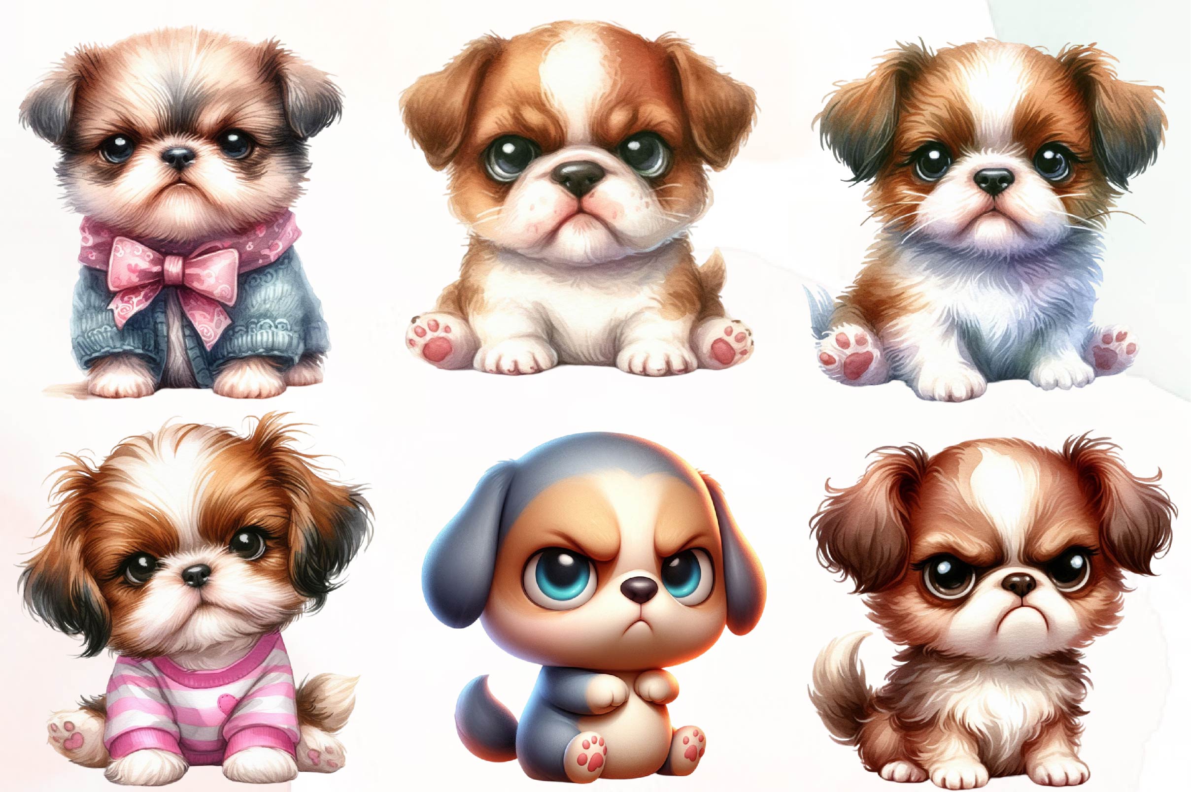 Funny Grumpy Dogs Clipart Bundle - CraftNest - Digital Crafting and Art