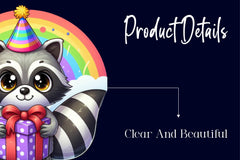 Cute Birthday Raccoons Set Clipart Bundle - CraftNest - Digital Crafting and Art