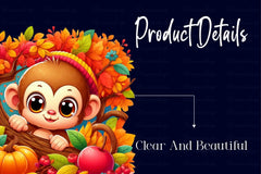 Cute Autumn Monkey Clipart Bundle - CraftNest - Digital Crafting and Art
