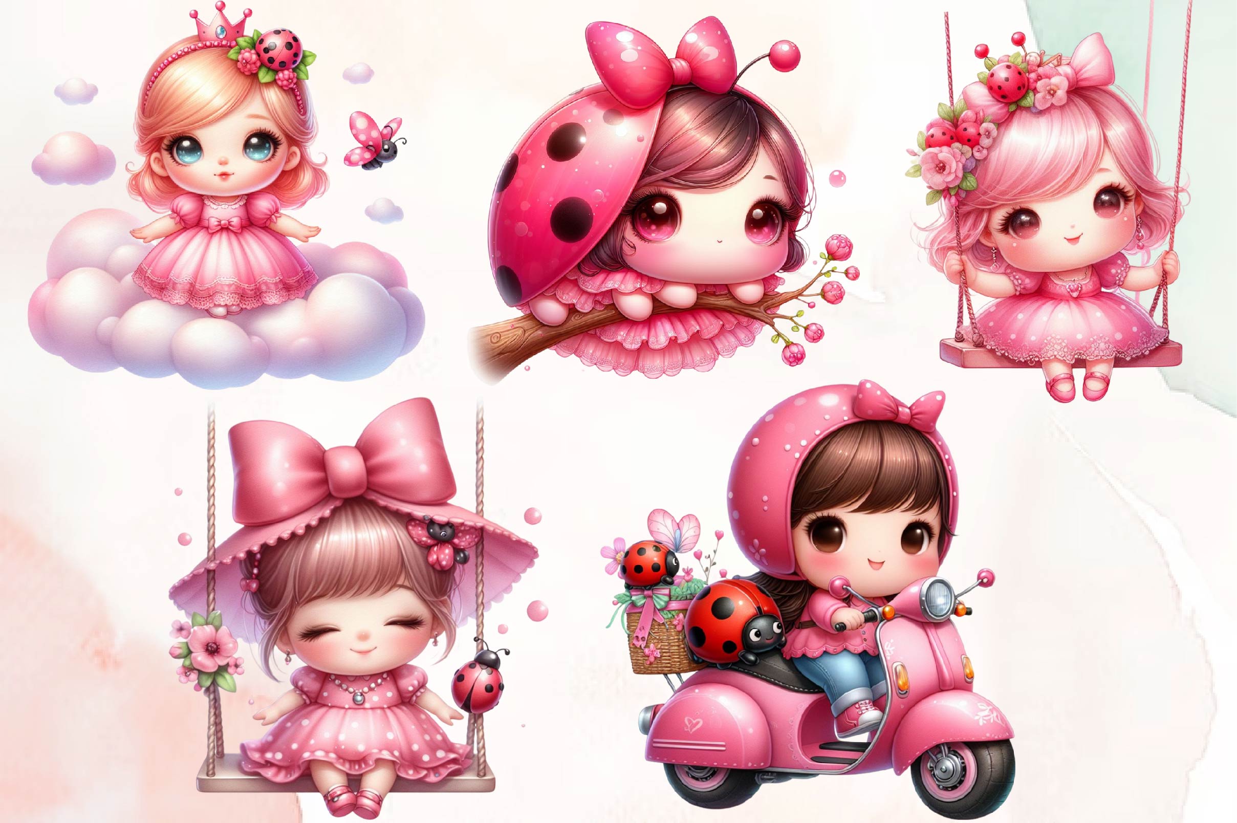 Cute Princess Ladybug Clipart Bundle - CraftNest - Digital Crafting and Art