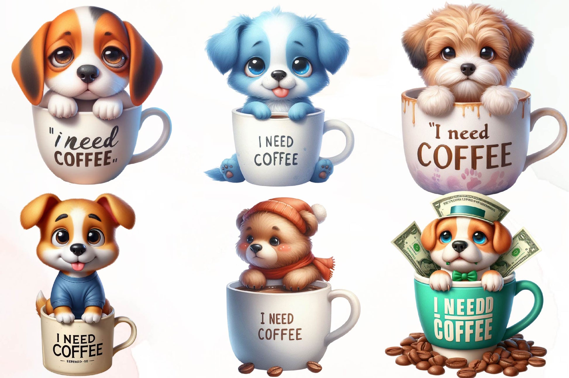 Dog Coffee Need Coffee Clipart Bundle - CraftNest - Digital Crafting and Art