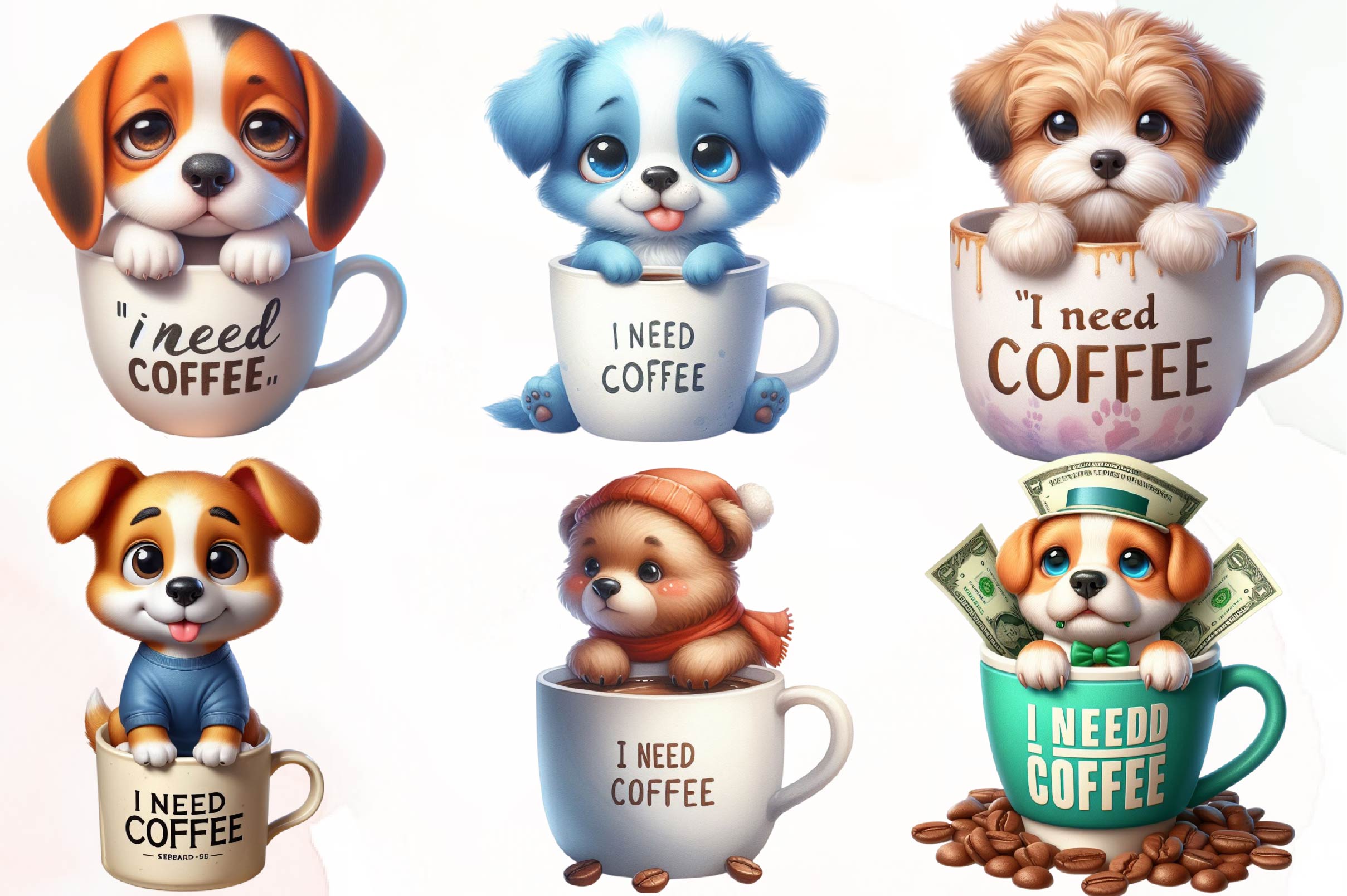 Dog Coffee Need Coffee Clipart Bundle - CraftNest - Digital Crafting and Art