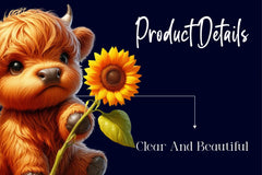 Highland Cow With Sunflowers Clipart Bundle - CraftNest - Digital Crafting and Art