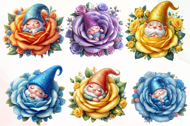 Cute Gnome Rose Clipart Bundle - CraftNest - Digital Crafting and Art