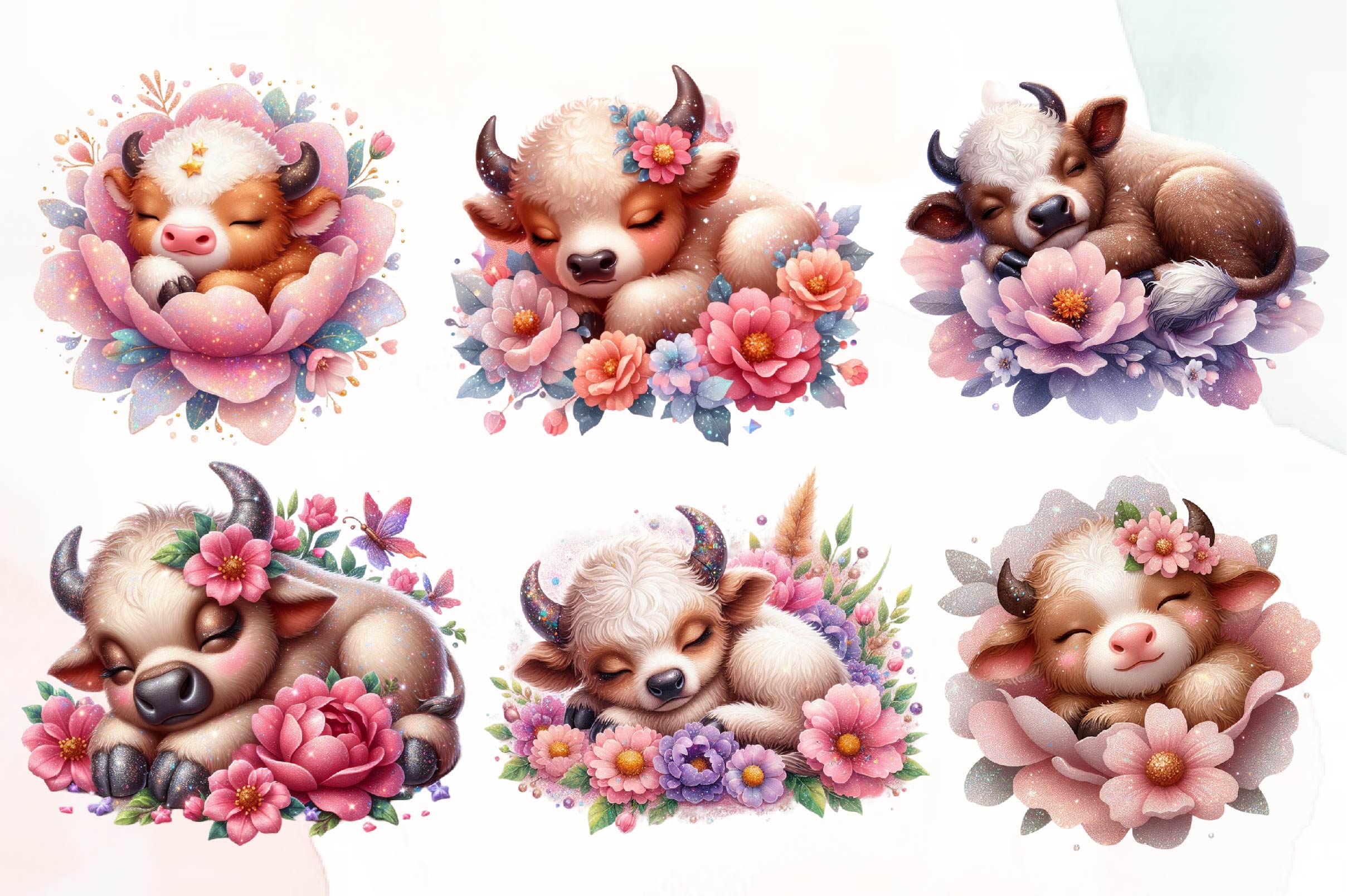 Sleeping American Bison Cow Clipart Bundle - CraftNest - Digital Crafting and Art