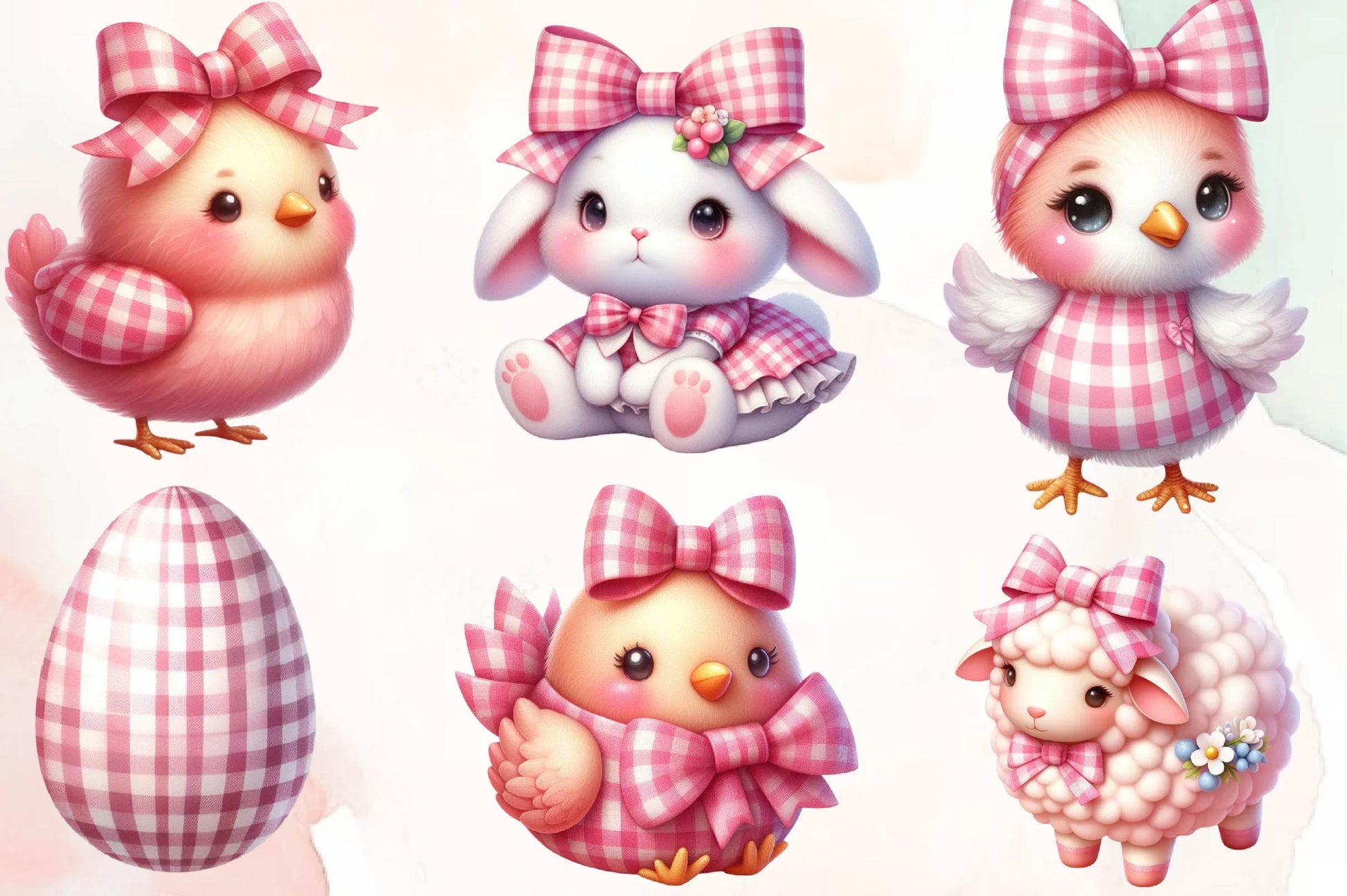 Pink Easter Gingham Ceramic Clipart Bundle - CraftNest - Digital Crafting and Art