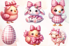 Pink Easter Gingham Ceramic Clipart Bundle - CraftNest - Digital Crafting and Art