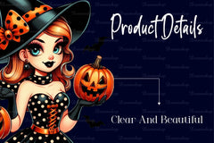 Vintage Halloween Pin Up Girl Clipart Bundle - CraftNest - Digital Crafting and Art