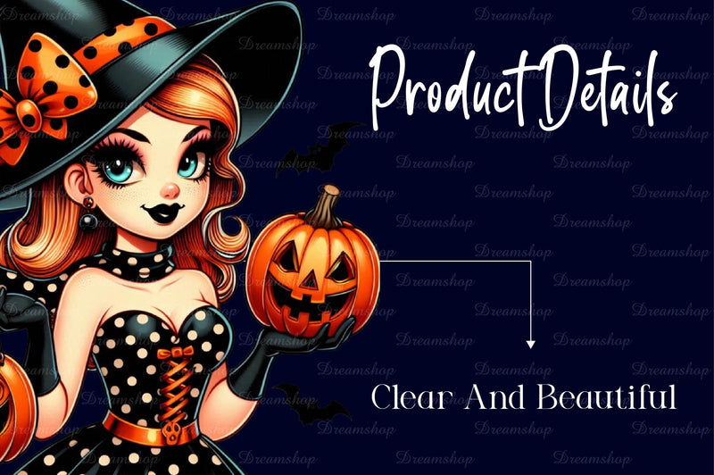 Vintage Halloween Pin Up Girl Clipart Bundle - CraftNest - Digital Crafting and Art