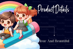 Kid Boy And Girl Go To School Clipart Bundle - CraftNest - Digital Crafting and Art