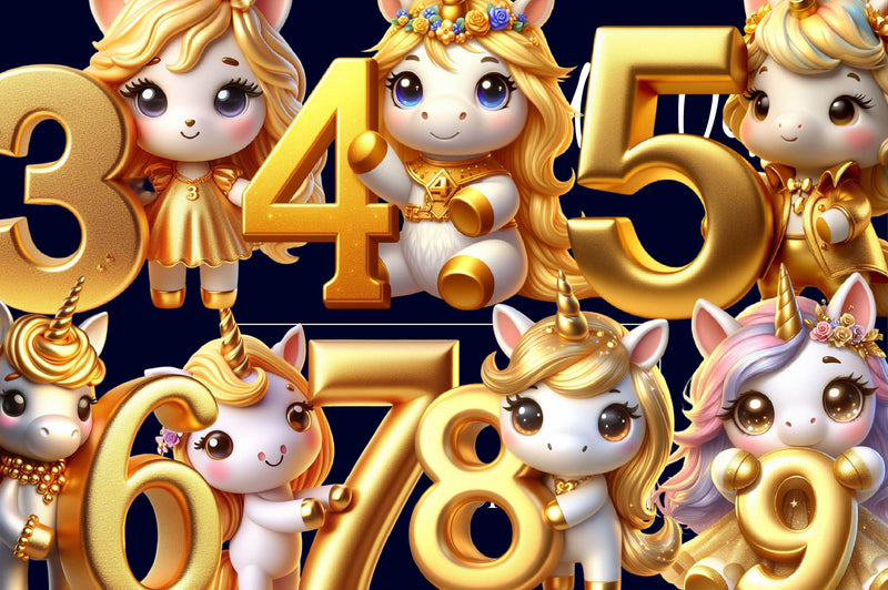 Gold Birthday Number Clipart Bundle - CraftNest - Digital Crafting and Art