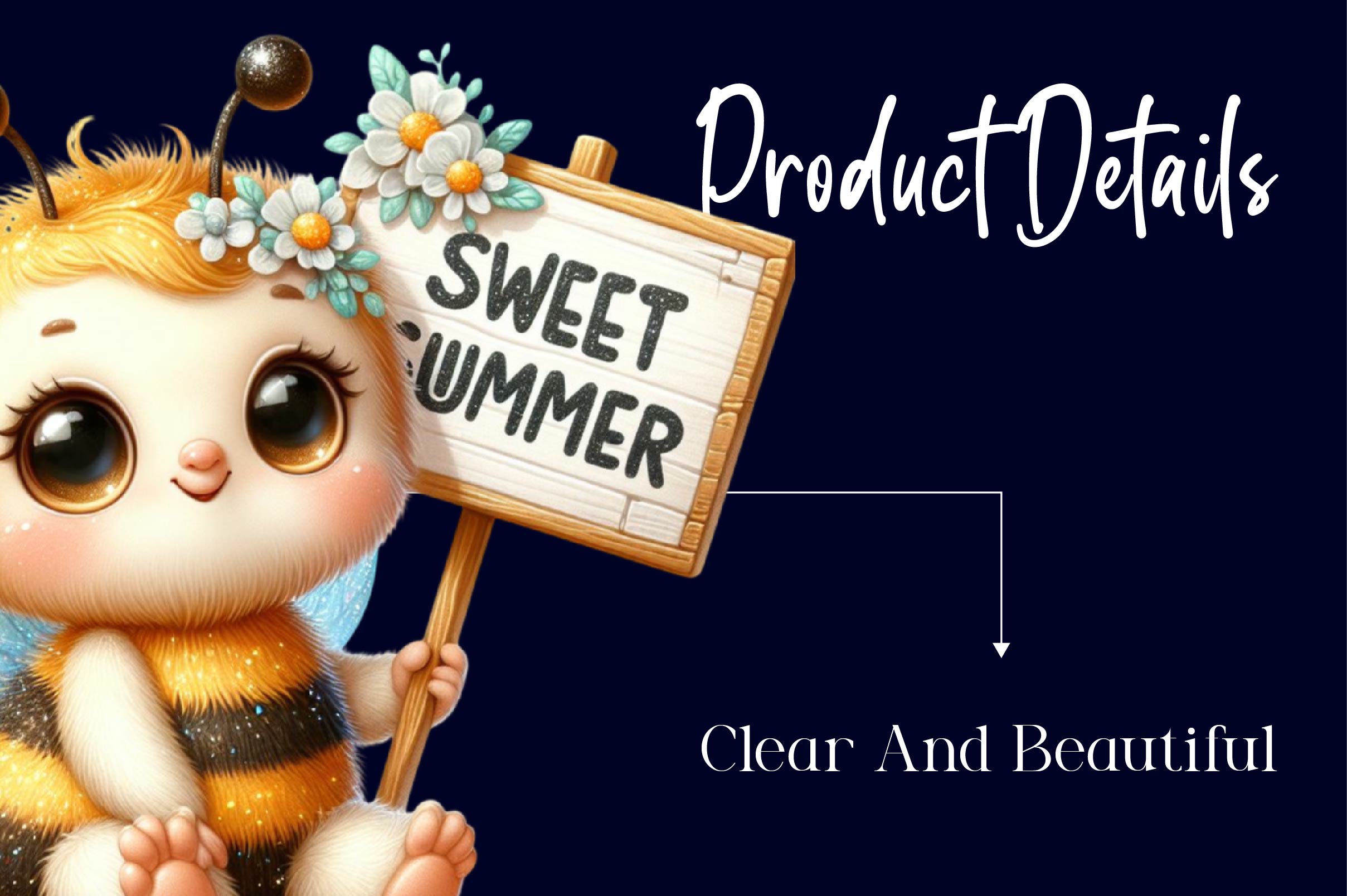 Bee With A Sign That Says Sweet Summer Clipart Bundle - CraftNest - Digital Crafting and Art