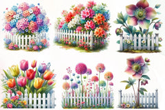 Spring Flower Fence Clipart Bundle - CraftNest - Digital Crafting and Art