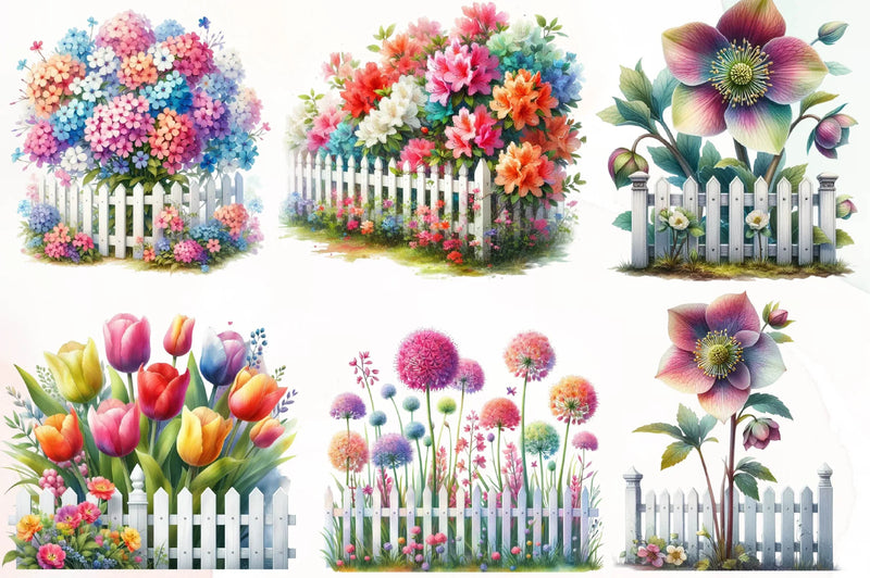Spring Flower Fence Clipart Bundle - CraftNest - Digital Crafting and Art