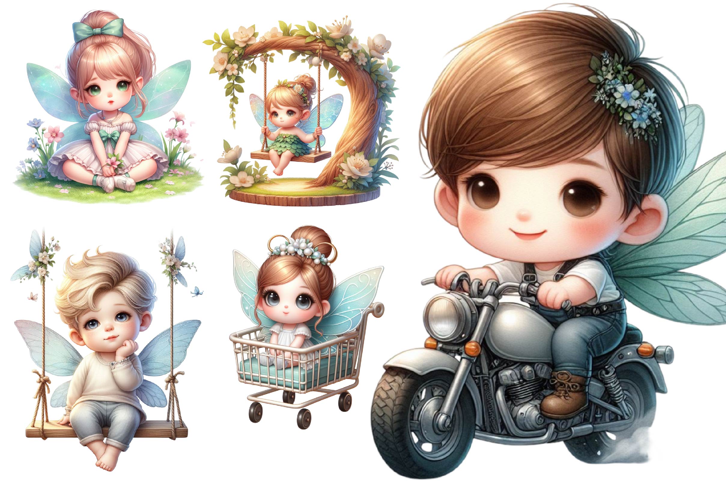 Cute Baby Fairies Clipart Bundle - CraftNest - Digital Crafting and Art