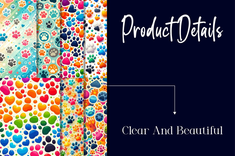 Colorful Paw Prints Backgrounds Clipart Bundle - CraftNest - Digital Crafting and Art