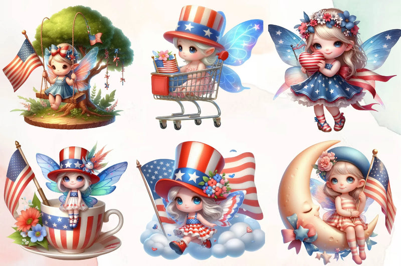 Patriotic Little Girl Clipart Bundle - CraftNest - Digital Crafting and Art