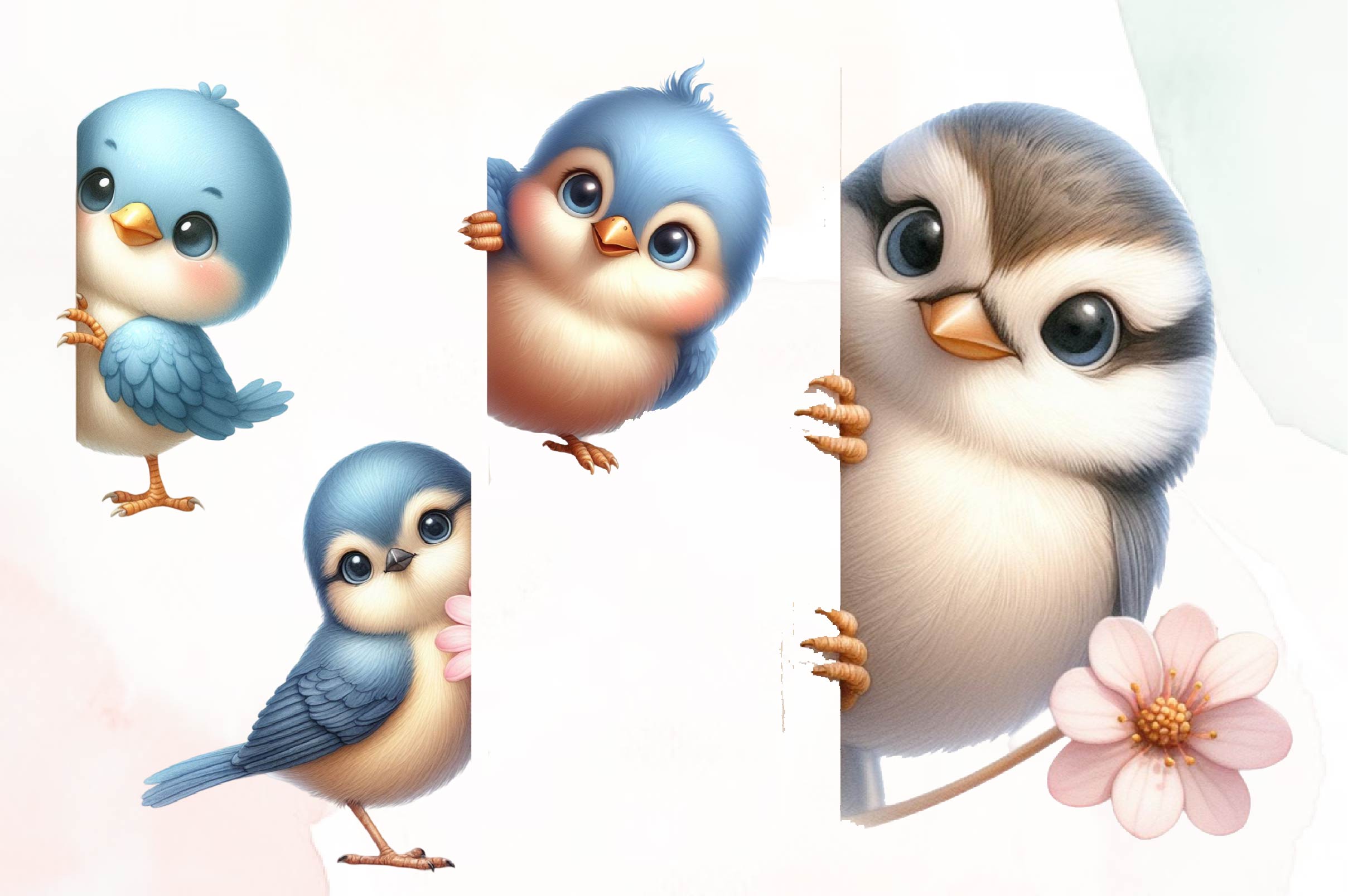 Bird Peeking Around Corner Clipart Bundle - CraftNest - Digital Crafting and Art