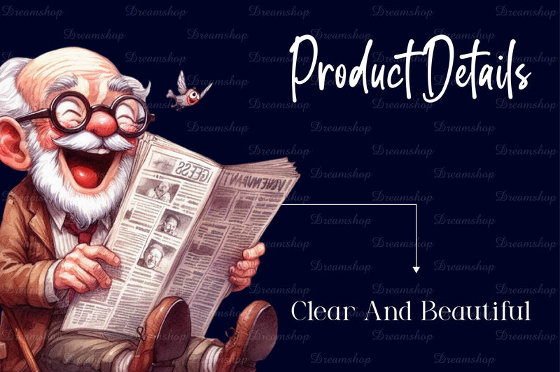 Funny Newspaper Grandpa Clipart Bundle - CraftNest - Digital Crafting and Art