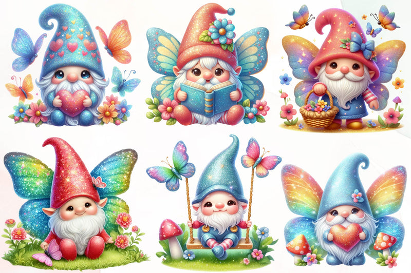 Cute Butterfly Gnome Clipart Bundle - CraftNest - Digital Crafting and Art