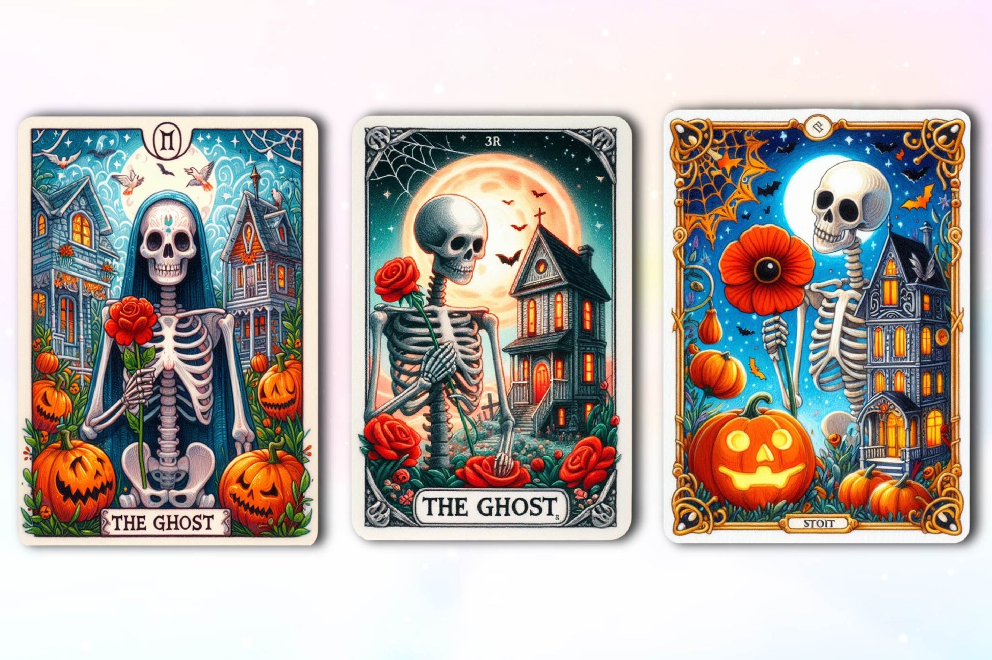 Halloween Floral Skeleton Tarot Card Clipart Bundle - CraftNest - Digital Crafting and Art