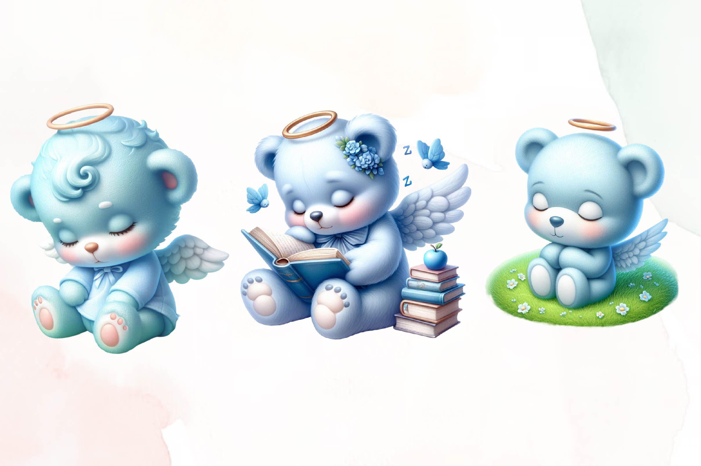 Blue Angel Teddy Bear Clipart Bundle - CraftNest - Digital Crafting and Art