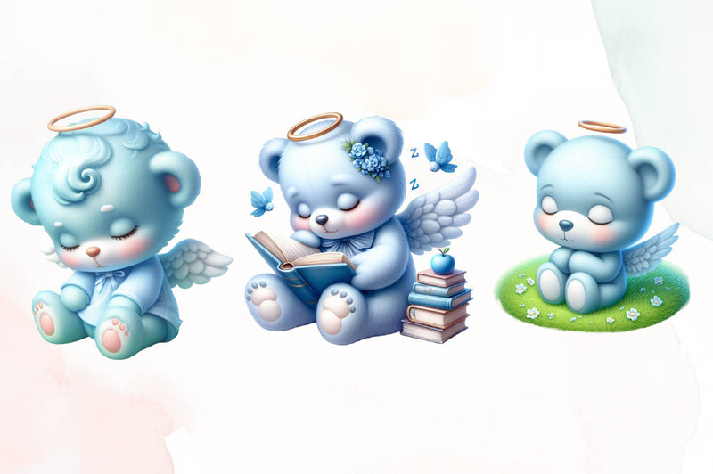 Blue Angel Teddy Bear Clipart Bundle - CraftNest - Digital Crafting and Art