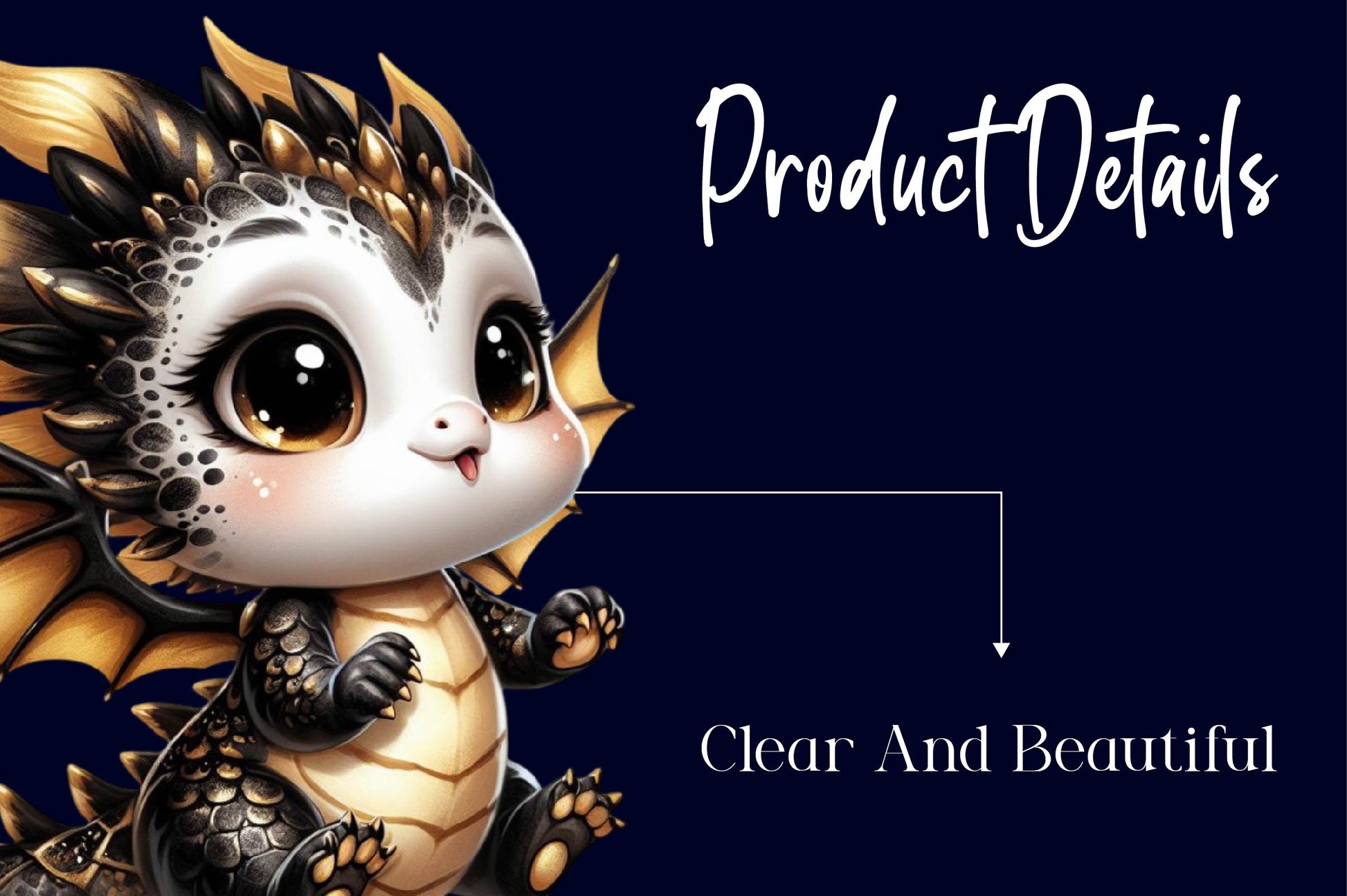 Cute Black And Gold Baby Dragon Clipart Bundle - CraftNest - Digital Crafting and Art