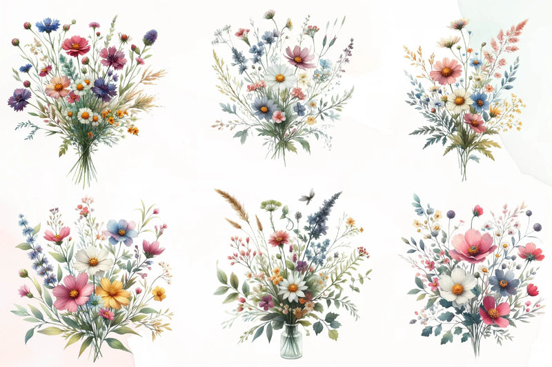 Spring Wild Flowers Clipart Bundle - CraftNest - Digital Crafting and Art