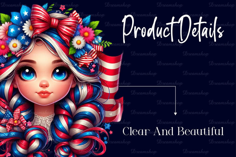 Patriot Girl Face Clipart Bundle - CraftNest - Digital Crafting and Art