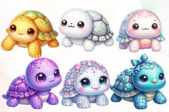 Cute Baby Turtle Clipart Bundle - CraftNest - Digital Crafting and Art