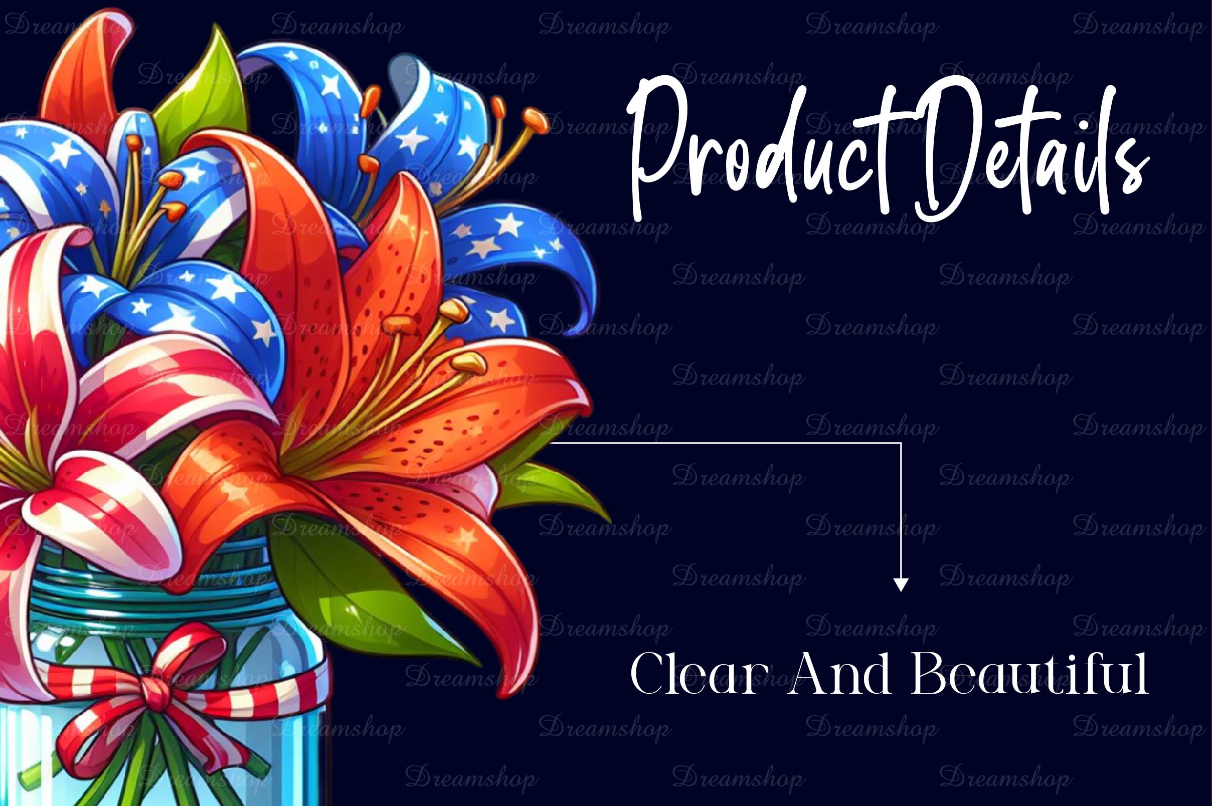 4th Of July Trio Flowers Jar Clipart Bundle - CraftNest - Digital Crafting and Art