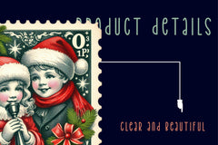 Christmas Girl And Boy Postage Stamps Clipart Bundle - CraftNest - Digital Crafting and Art